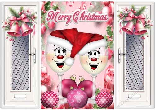 Funny Face Glasses With Pink Bells  Christmas Gate Fold