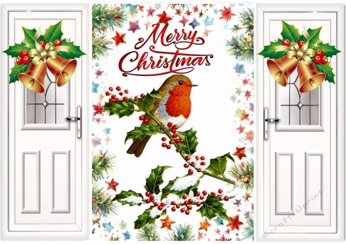 Pretty Robin On A Branch With Bells In The Snow Christmas Gate Fold