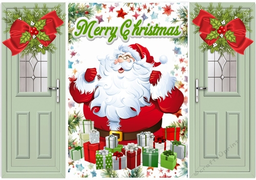 Jolly Santa With Presents Christmas Green Gate Fold