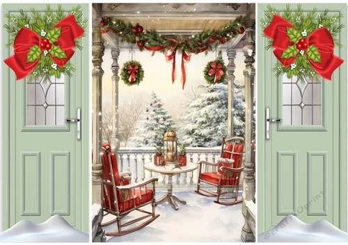 Pretty Verandre With Snowscene Christmas Green Gate Fold (TWO)
