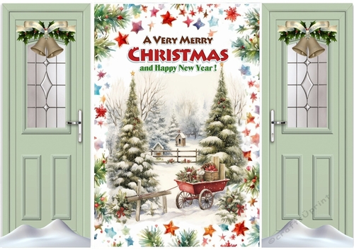 Pretty Vintage Scene With Christmas Trees In The Snow Christmas Gate Fold