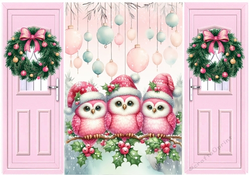  Pink Gate Fold With Wreaths With Cute Little Birds