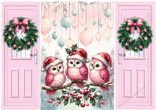 Pink Gate Fold With Wreaths With Cute Little Birds Two