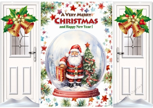 Pretty Christmas Snow Globe, White Gate Fold With Bells  (ONE)