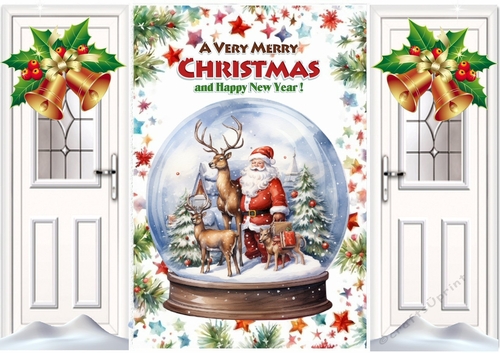 Pretty Christmas Snow Globe White Gate Fold With Bells (THREE)