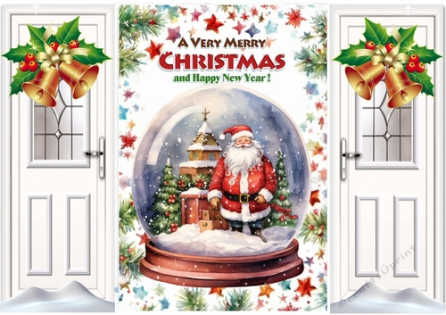 Pretty Christmas Snow Globe White Gate Fold With Bells (FOUR)