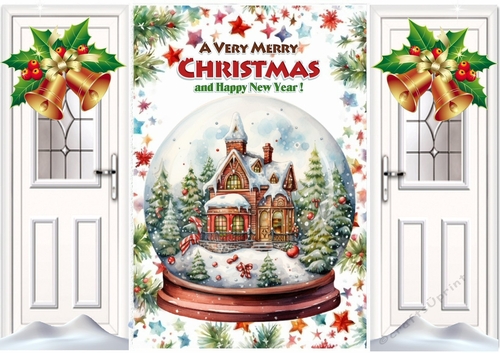 Pretty Christmas Snow Globe White Gate Fold With Bells (FIVE)