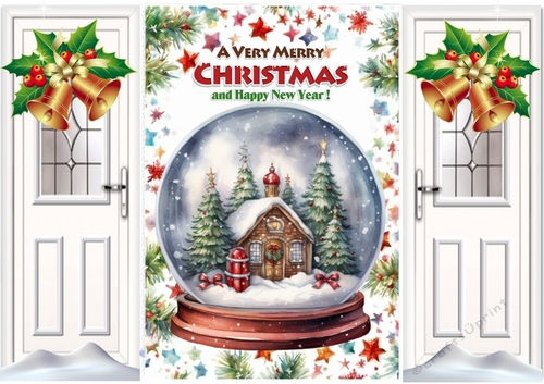Pretty Christmas Snow Globe White Gate Fold With Bells (SIX)