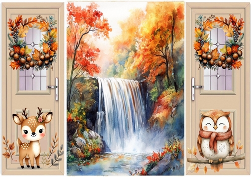  Autumn With Waterfall  & Animals Gate Fold (THREE)