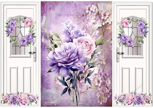 Pretty Purple/Pink Roses & Flowers Gate Fold (TWO)