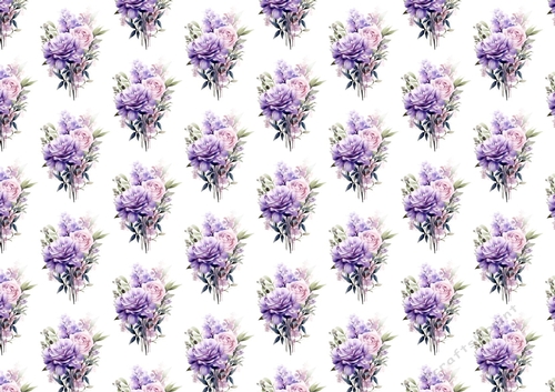 Pretty Purple/Pink Roses & Flowers Backing Paper Small (One)