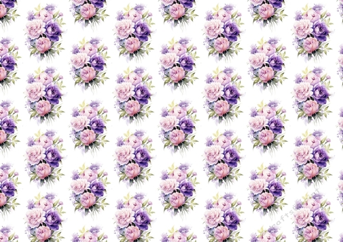 Pretty Purple/Pink Roses & Flowers Backing Paper Small (Two)