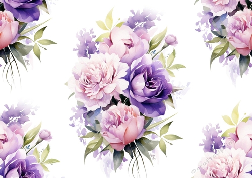 Pretty Purple/Pink Roses & Flowers Backing Paper Big (Two)