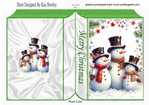Christmas Festive Folded Book With Snowmen (TWO)
