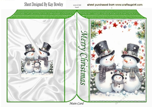 Christmas Festive Folded Book With Snowmen/Gifts (FOUR)