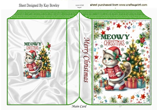 Christmas Festive Folded Book With Cute Kitty (THREE)
