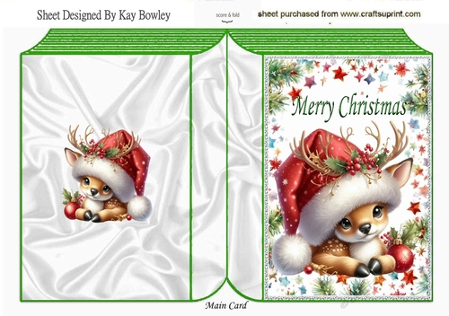 Christmas Festive Stars Folded Book With Cute Deer (ONE)