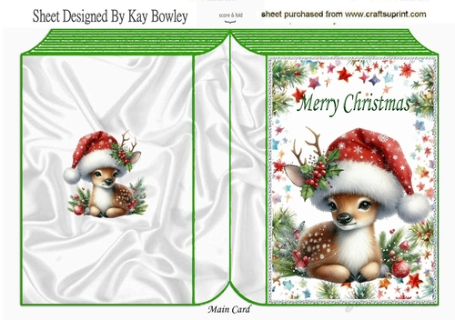 Christmas Festive Stars Folded Book With Cute Deer (TWO)