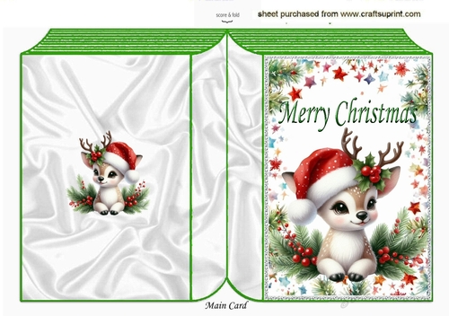 Christmas Festive Stars Folded Book With Cute Deer (THREE)