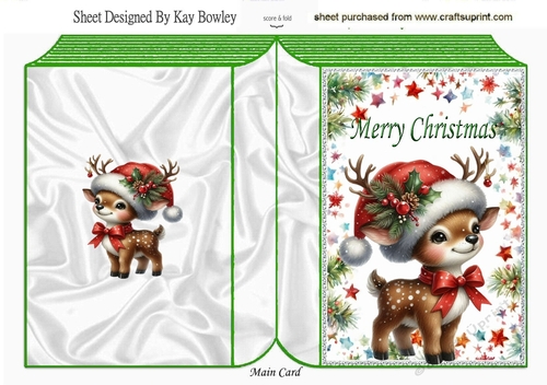 Christmas Festive Stars Folded Book With Cute Deer (FOUR)