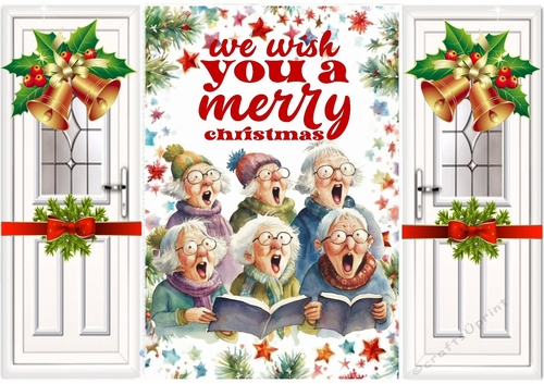 Carol Singers We Wish You With Bells/Bows Gatefold