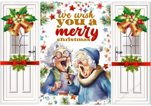 Carol Singers We Wish You With Bells/Bows Gatefold Gold