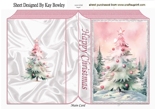 Pretty Pink Christmas Tree With Snow Folded Book (ONE)