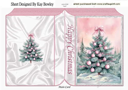 Pretty Pink Christmas Tree With Snow Folded Book (TWO)