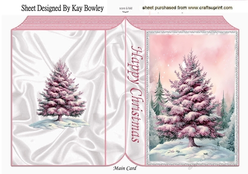 Pretty Pink Christmas Tree With Snow Folded Book (THREE)