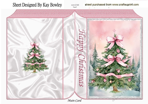 Pretty Pink Christmas Tree With Snow Folded Book (FOUR)