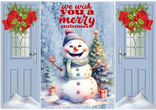 Jolly Snowman With Red Bow Gatefold (THREE)