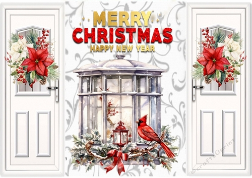  Gate fold With Poinsettias, Window With Cardinals (ONE)