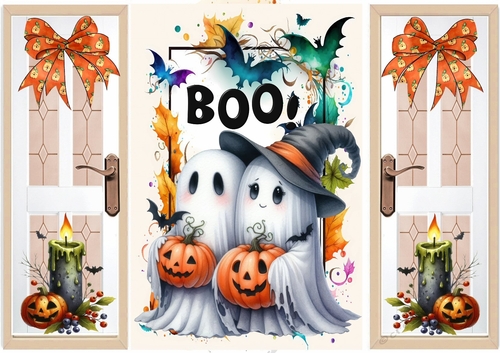 Gatefold Halloween Cute Pair Of Ghosts (FOUR)