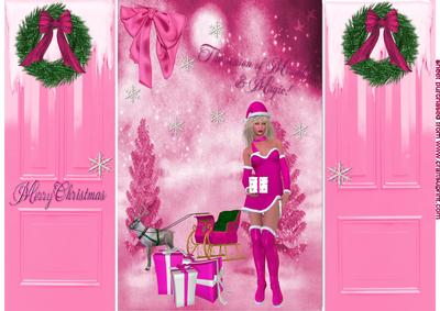 Lovely Christmas Scene in Pink, Gatefold