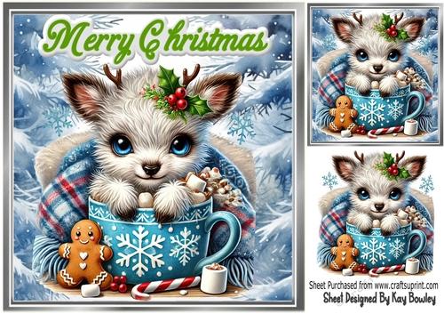 Cute Baby Deer In A Teacup 8x8 Card Front