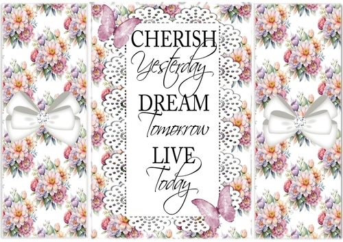 Pretty Floral Gatefold With Sentiment White Bow (ONE)
