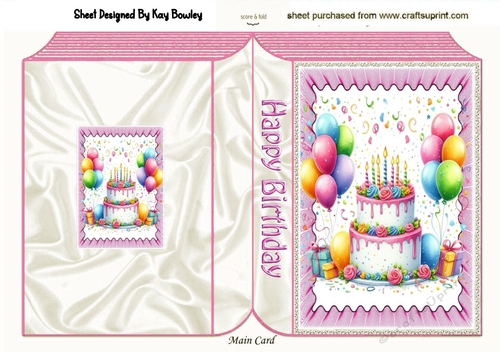 Birthday Cake With Balloons Pink Folded Book (TWO)