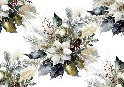 Pretty Vintage Christmas Flower Arrangements Paper (BIG)TWO