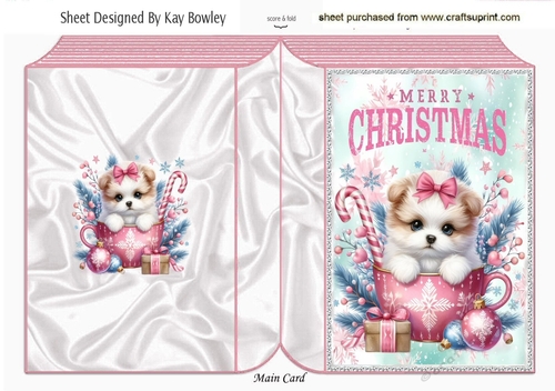 Cute Christmas Puppy Folded Book  (ONE)