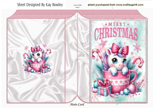 Lovely Christmas Unicorn Folded Book  (FOUR)