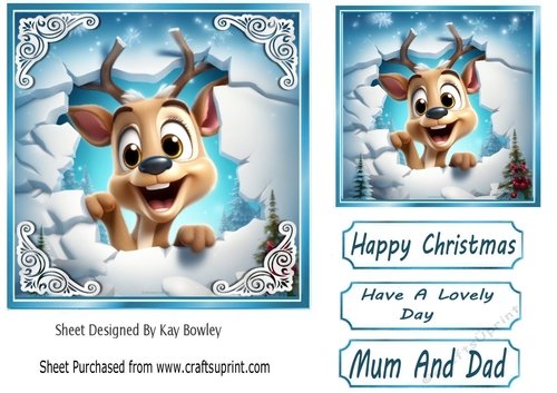 Christmas Deer 7x7 Card Front (THREE)