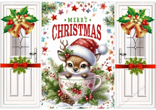 Cute Baby Deer In A Teacup Christmas Gatefold (ONE)
