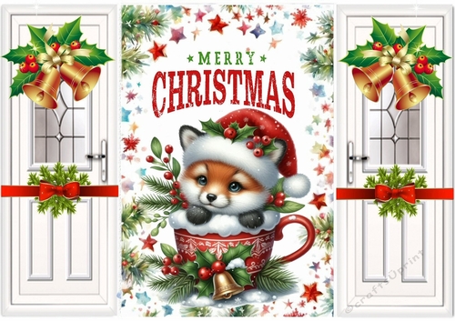 Cute Baby Fox In A Teacup Christmas Gatefold (TWO)