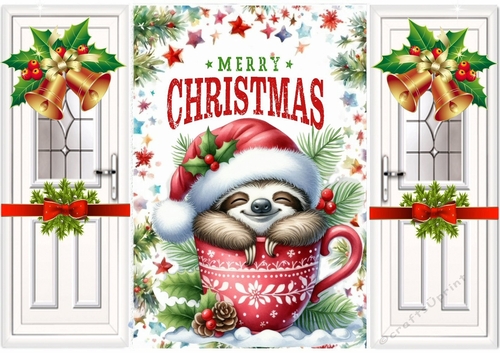 Cute Baby Sloth In A Teacup Christmas Gatefold (FOUR)