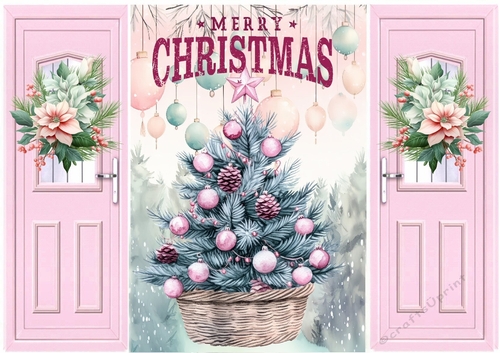 Pretty Christmas Tree In A Basket Pink Gatefold (ONE)