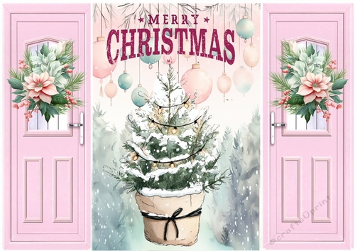 Pretty Christmas Tree In A Basket Pink Gatefold (THREE)