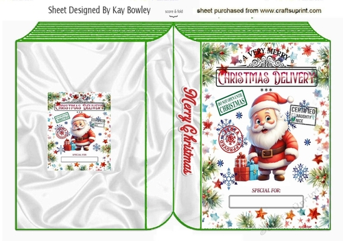 Lovely Christmas Folded Book With Santa NAME TAG, (ONE)