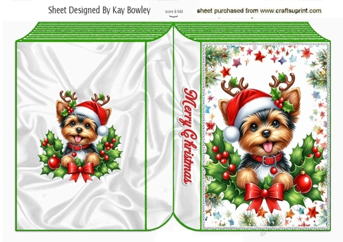 Cute Puppy With Christmas Holly Folded Book (TWO)