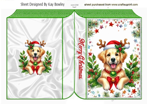 Cute Puppy With Christmas Holly Folded Book (EIGHT)