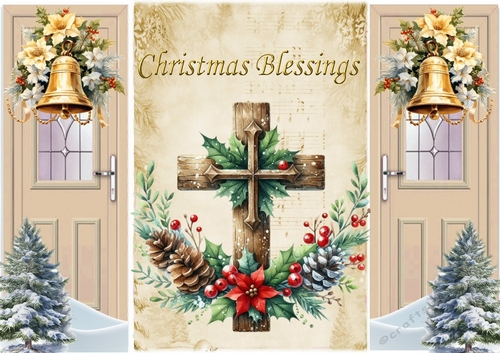 Religious Christmas Blessings Cross Gatefold  (TWO)